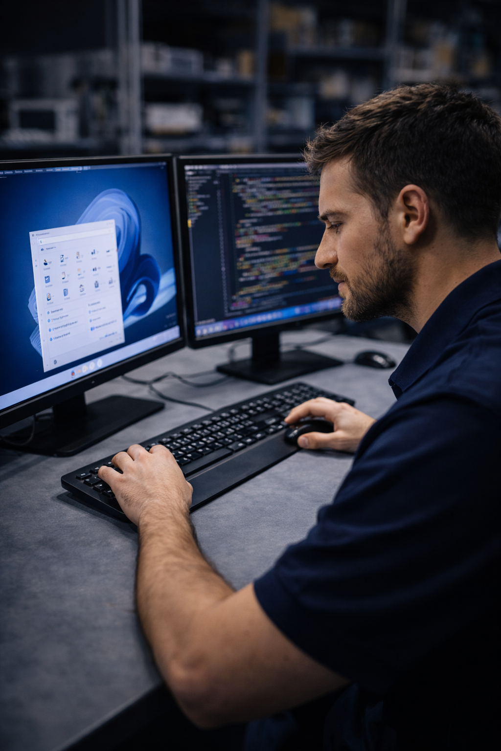 Focused in the tech workspace