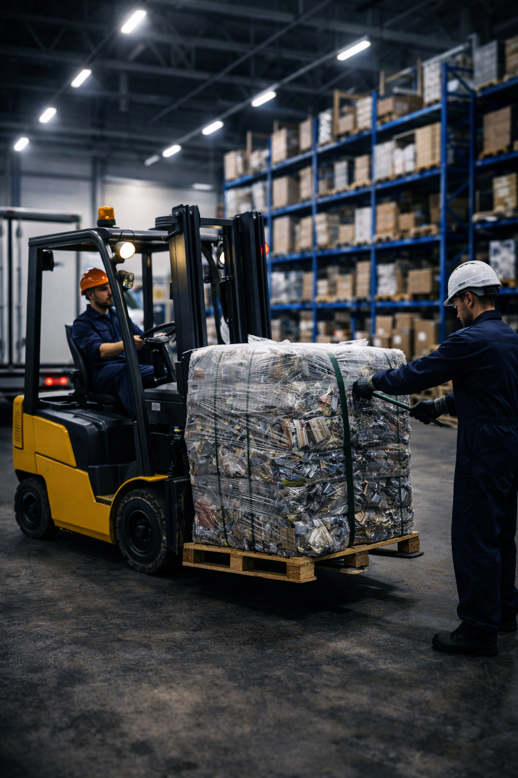 Warehouse work in progress with forklift